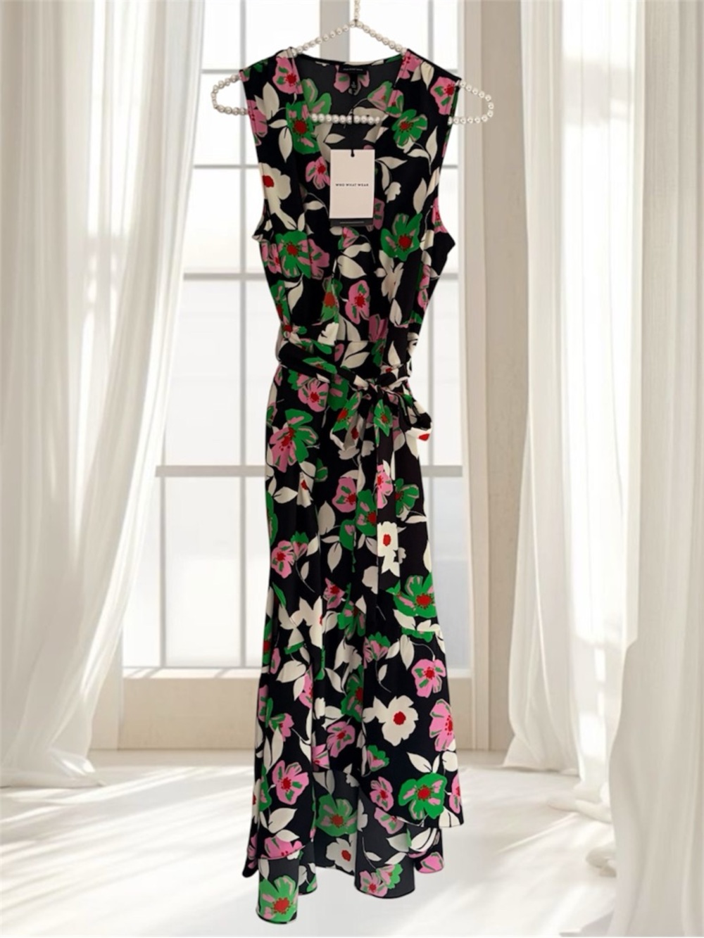 NWT Who What Wear Floral Wrap Ruffle Dress S